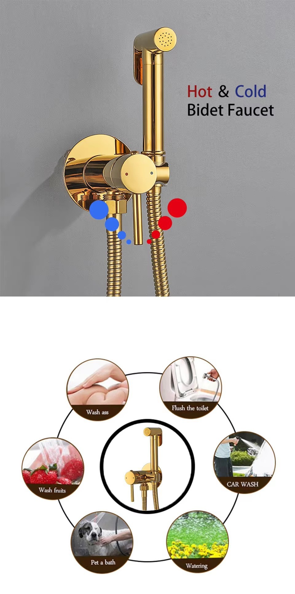 Brass Hot & Cold Toilet Bidet Sprayer Set 7 Brass Hot & Cold Toilet Bidet Sprayer Set - Image 7
