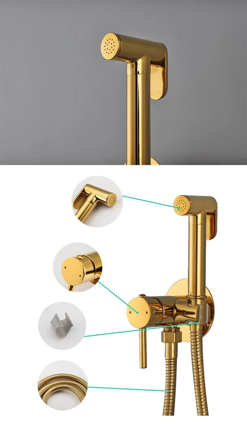 Brass Hot & Cold Toilet Bidet Sprayer Set 4 Brass Hot & Cold Toilet Bidet Sprayer Set - Image 4