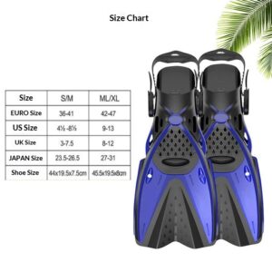 Adult Snorkel Fins  Lightweight Swim Diving Flippers