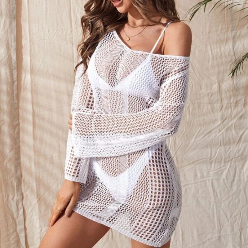Knitted Hollow Backless Sexy Long Sleeve Narrow Bikini Swimsuit Blouse Women 5 Knitted Hollow Backless Sexy Long Sleeve Narrow Bikini Swimsuit Blouse Women - Image 5