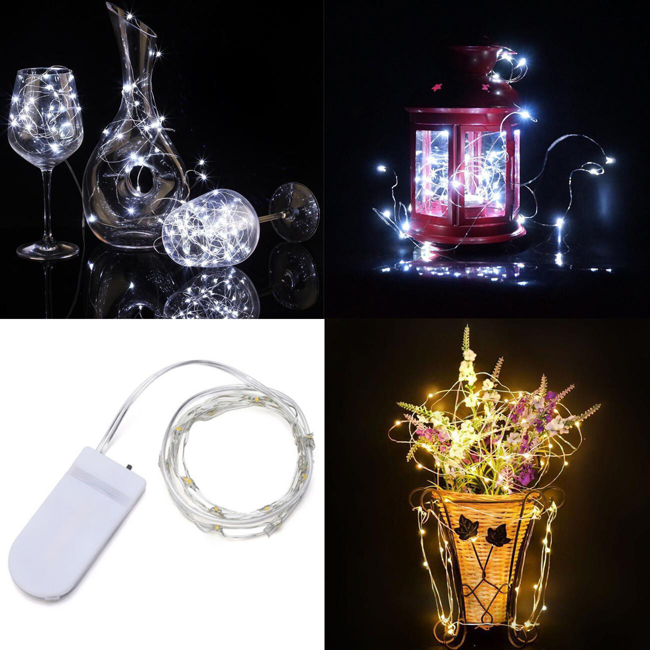 6 Pack 20 LEDs Battery Operated Mini LED Copper Wire String Fairy Lights Part 2m 7 6 Pack 20 LEDs Battery Operated Mini LED Copper Wire String Fairy Lights Part 2m - Image 7