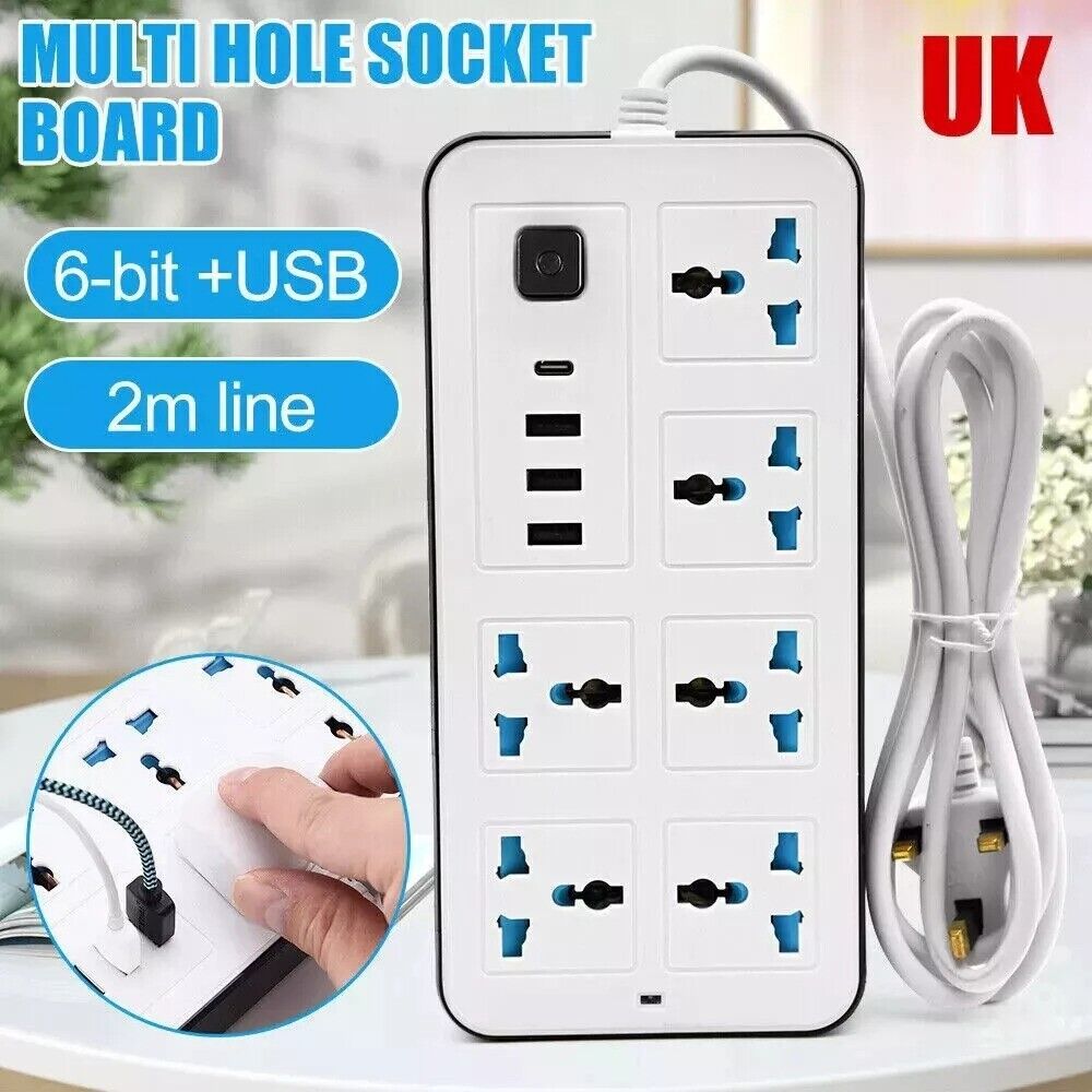 Extension Lead Cable Electric Mains Power 6 Gang 3 USB 1 Type-C Port Plug Socket 8 Extension Lead Cable Electric Mains Power 6 Gang 3 USB 1 Type-C Port Plug Socket - Image 8