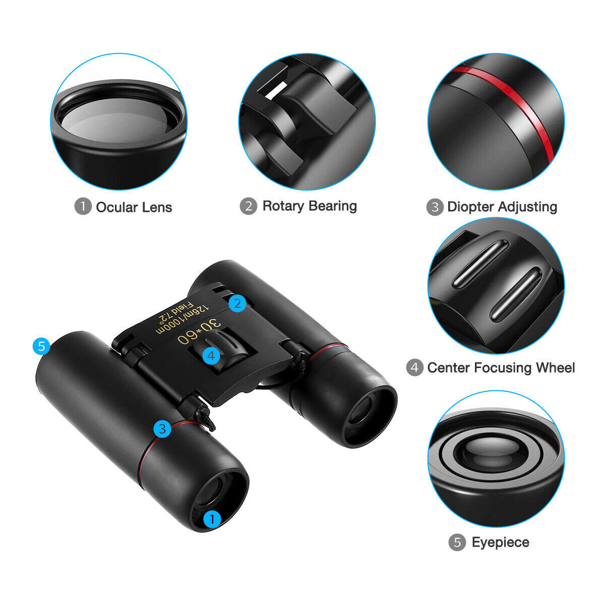 Binoculars 30x60 Zoom Mini Folding Compact Telescope 9 Binoculars 30x60 Zoom Mini Folding Compact Telescope - Image 9