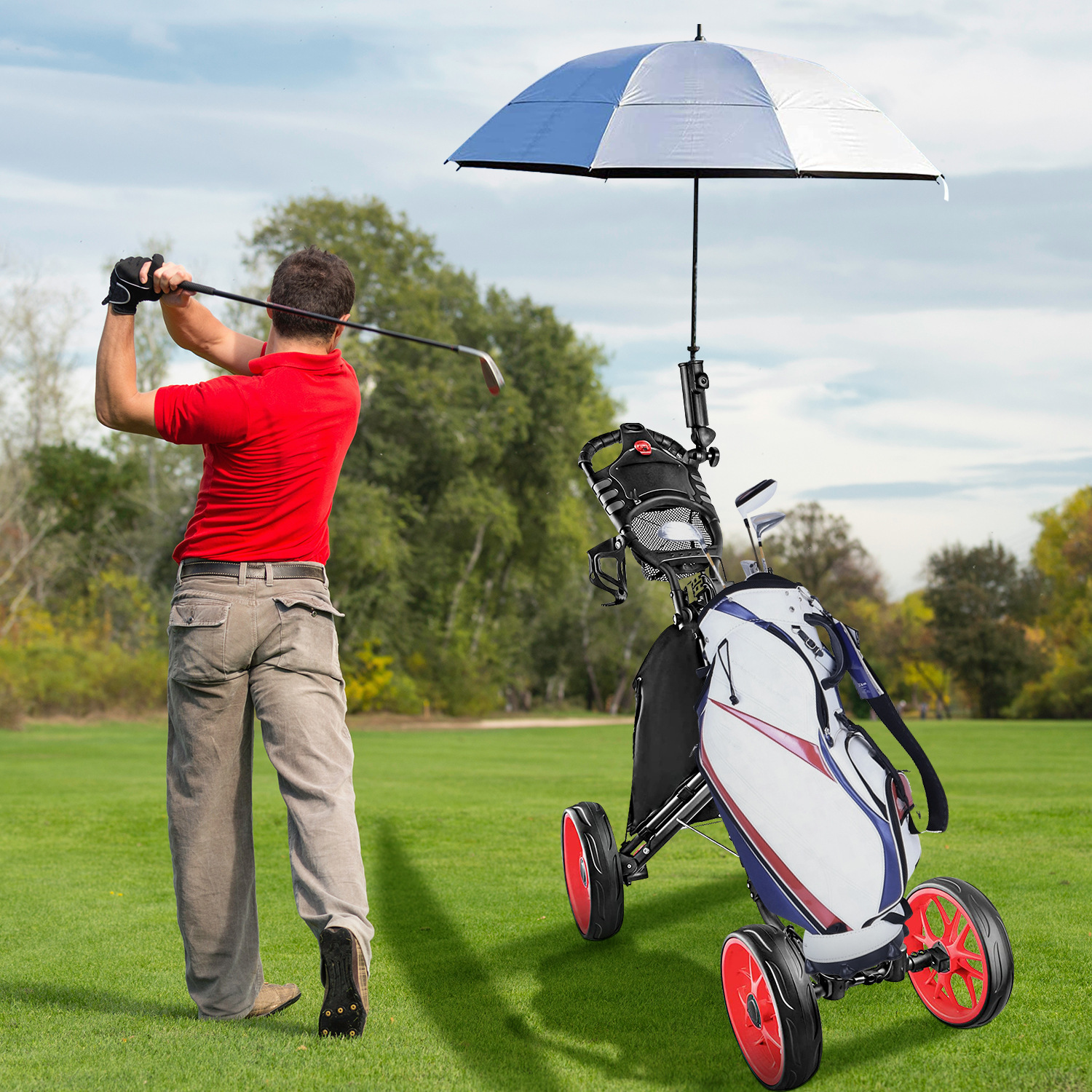 Foldable 4 Wheels Golf Trolley Golf Supplies 4 Foldable 4 Wheels Golf Trolley Golf Supplies - Image 4
