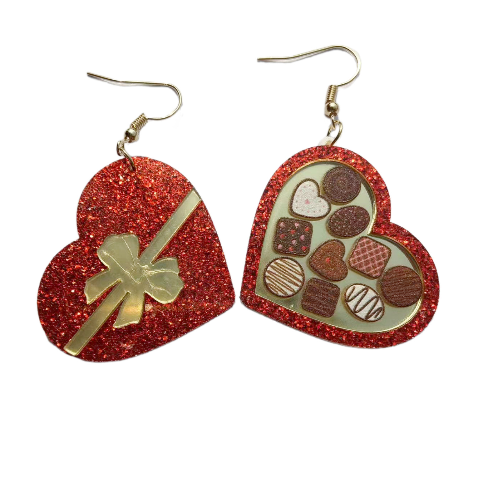 Valentine's Day Red Heart Earrings Acrylic Drop Earring 4 Valentine's Day Red Heart Earrings Acrylic Drop Earring - Image 4