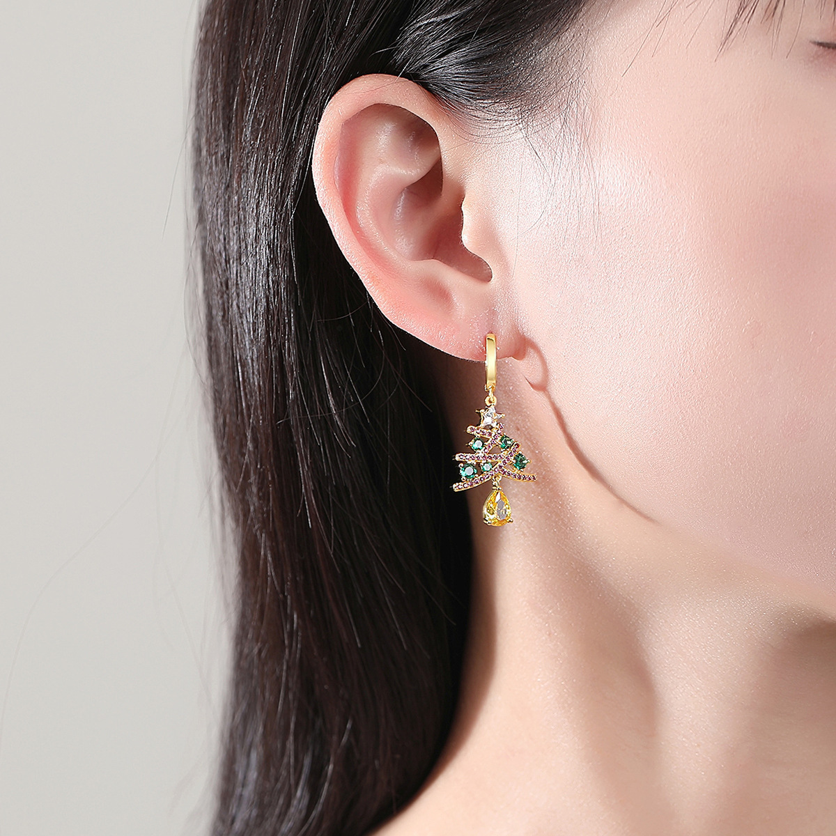 Christmas Tree Earrings With Colorful Rhinestones 3 Christmas Tree Earrings With Colorful Rhinestones - Image 3
