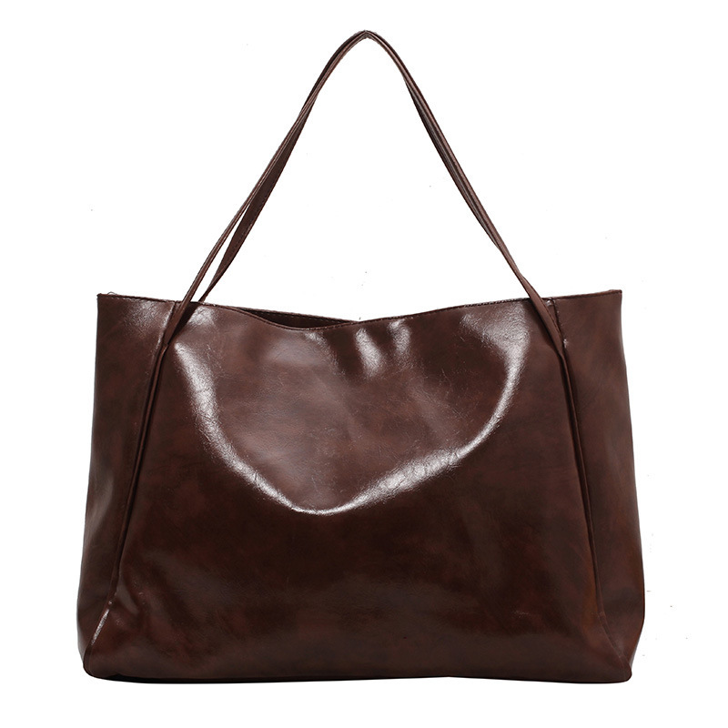 Large Capacity Soft Leather Retro Casual Shoulder Handbag 5 Large Capacity Soft Leather Retro Casual Shoulder Handbag - Image 5