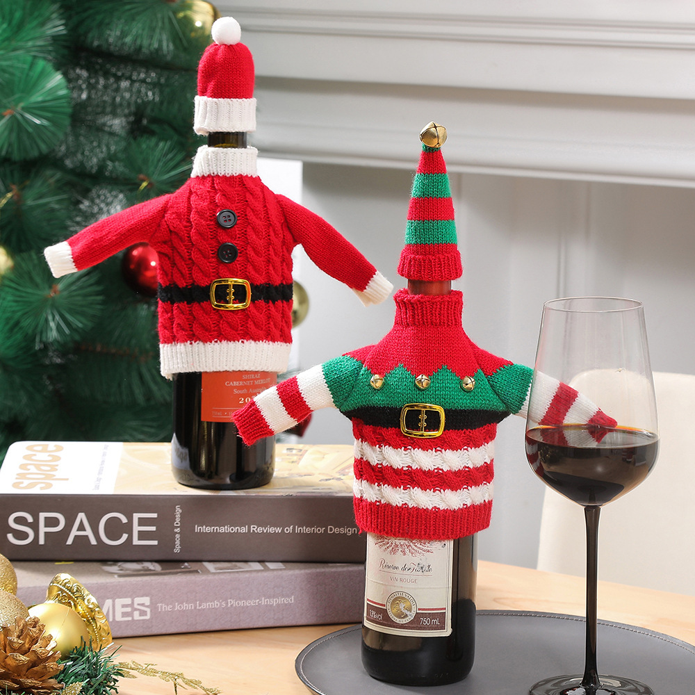 Holiday Decoration Wine Bottle Knitted Clothes 6 Holiday Decoration Wine Bottle Knitted Clothes - Image 6