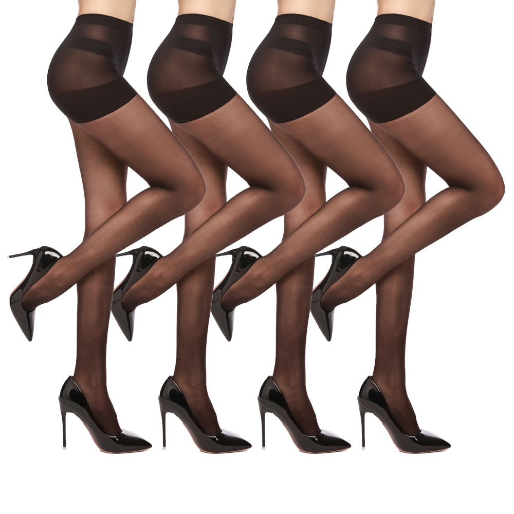 4 Pairs Women's Sheer Tights 20 Denier Control Top Pantyhose With Reinforced Toes 1 4 Pairs Women's Sheer Tights 20 Denier Control Top Pantyhose With Reinforced Toes