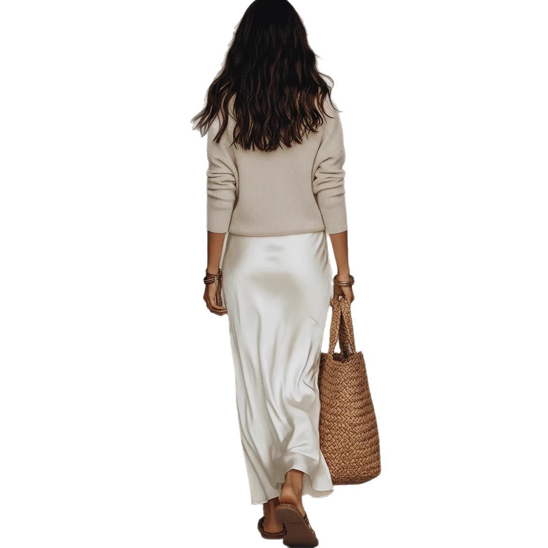 Women's Satin Maxi Dress 2 Pieces Set 5 Women's Satin Maxi Dress 2 Pieces Set - Image 5