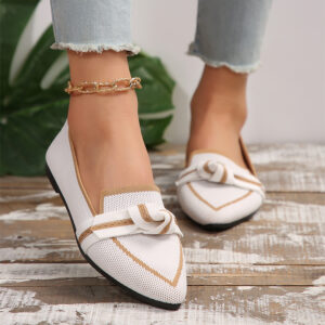 Pointed Toe Bow Slip-on Breathable Shoes