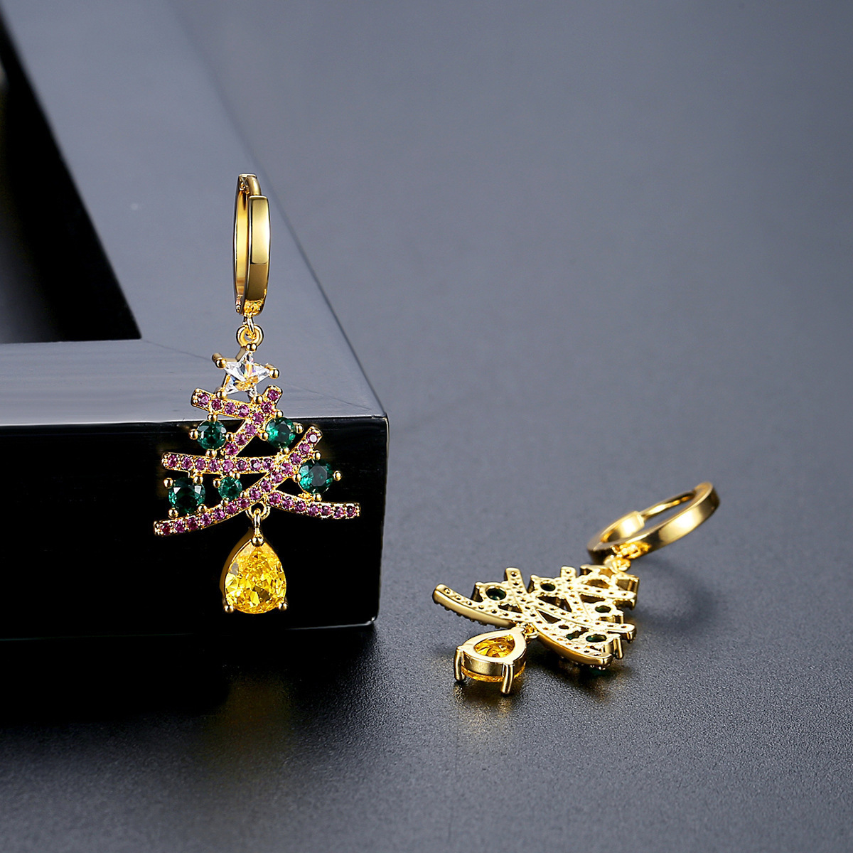 Christmas Tree Earrings With Colorful Rhinestones 5 Christmas Tree Earrings With Colorful Rhinestones - Image 5