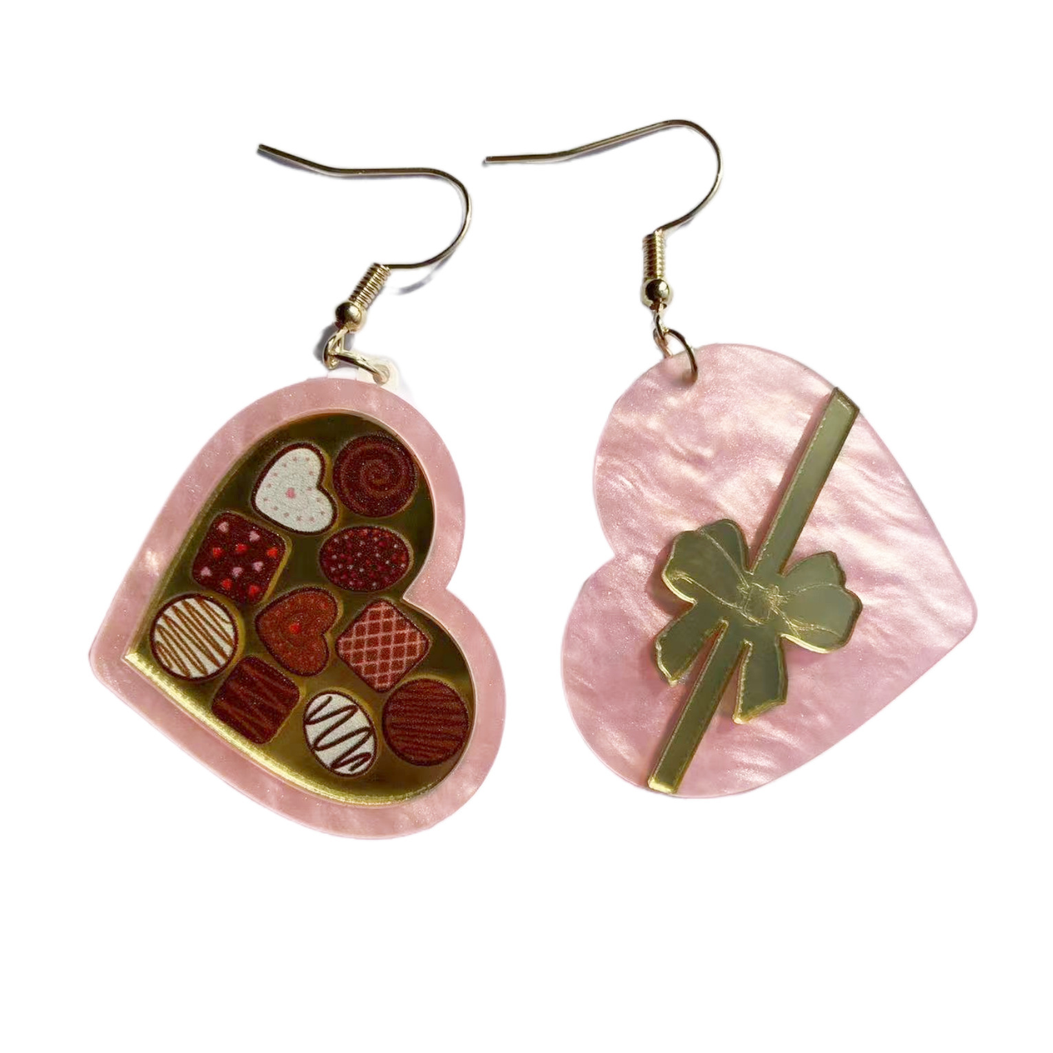 Valentine's Day Red Heart Earrings Acrylic Drop Earring 2 Valentine's Day Red Heart Earrings Acrylic Drop Earring - Image 2
