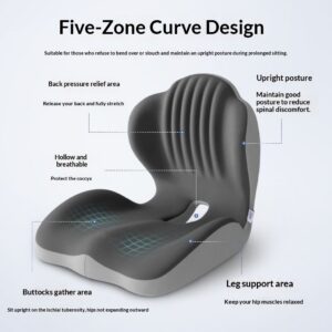 Ergonomic Lumbar Support Seat Cushion - Posture Correcting Memory Foam Chair Pad