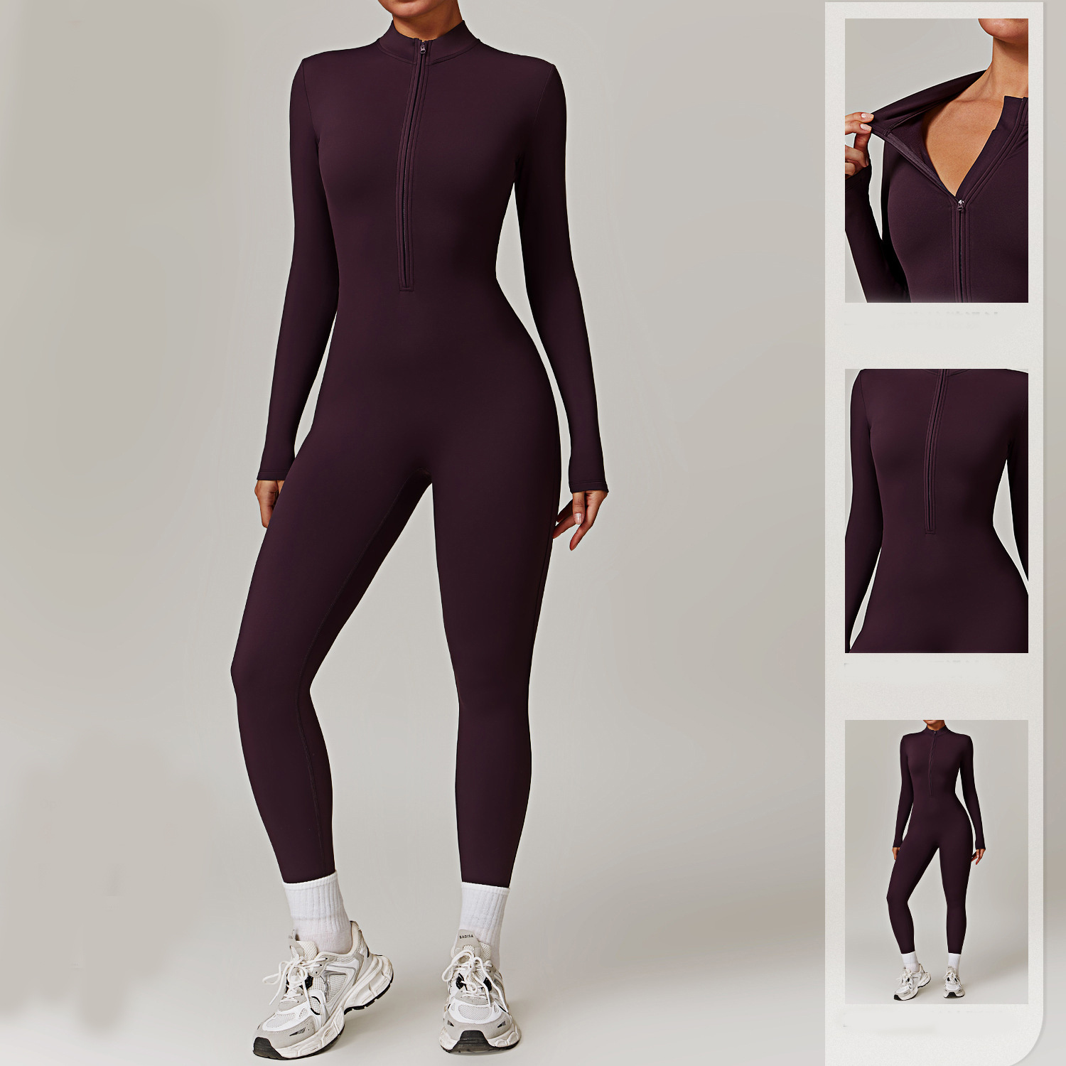 Warm Zipper Yoga Fitness Sports Long-sleeved Jumpsuit 9 Warm Zipper Yoga Fitness Sports Long-sleeved Jumpsuit - Image 9