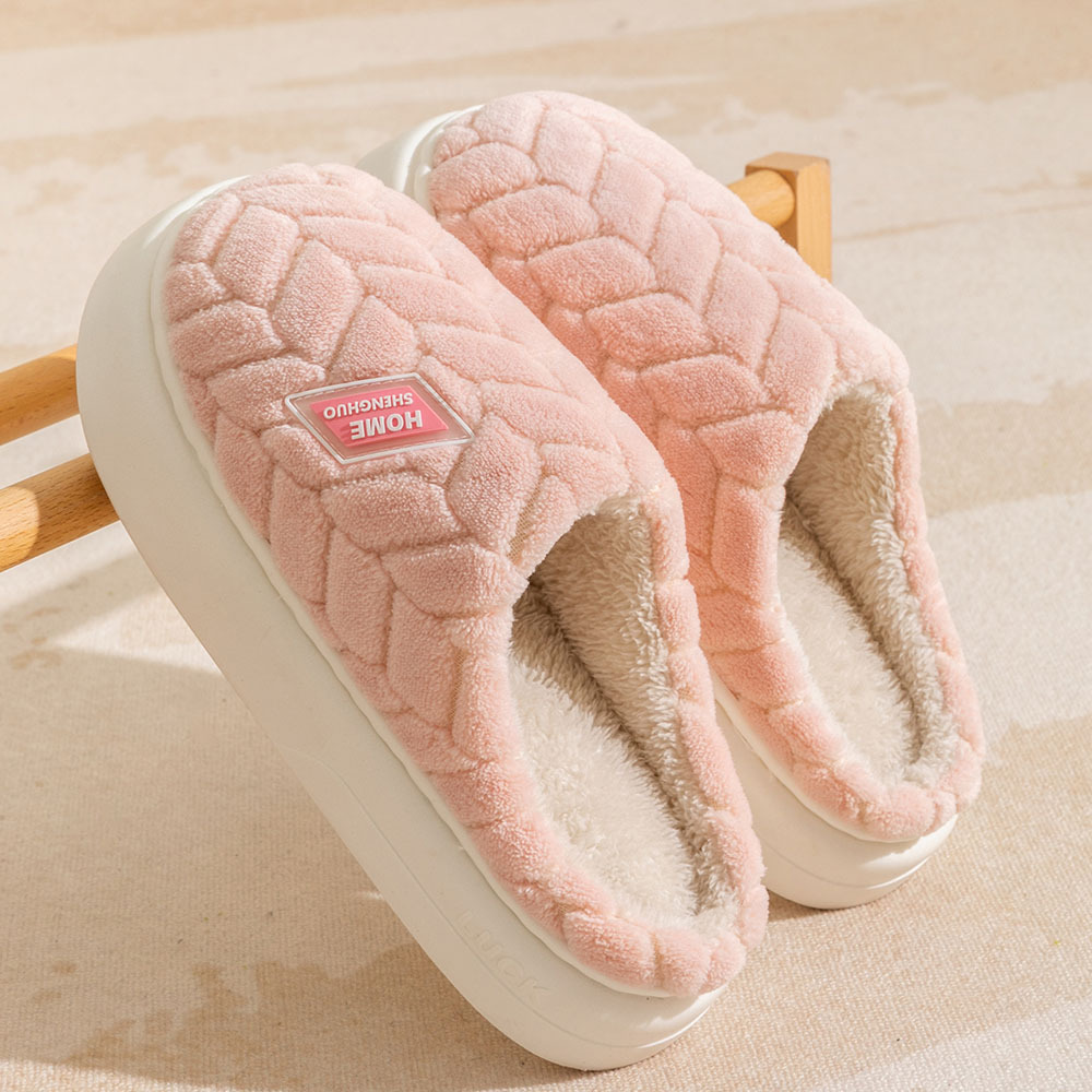 Non-slip Thick-soled Plush Slippers Indoor Fleece Shoes 3 Non-slip Thick-soled Plush Slippers Indoor Fleece Shoes - Image 3