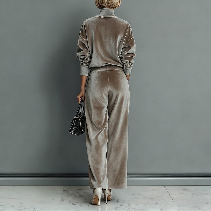 High Neck Zipper Long Sleeve Tracksuit - Solid Color 5 High Neck Zipper Long Sleeve Tracksuit - Solid Color - Image 5