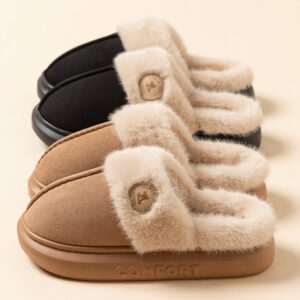 Plush Slippers For Women Men Indoor Thick-soled Fleece Shoes