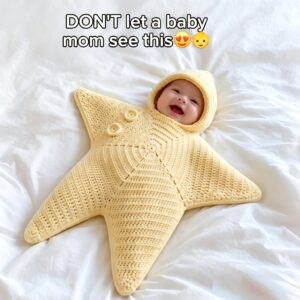 Crocheted Star-shaped Bodysuit Starfish Baby Sleeping Bag Hooded Romper Jumpsuit