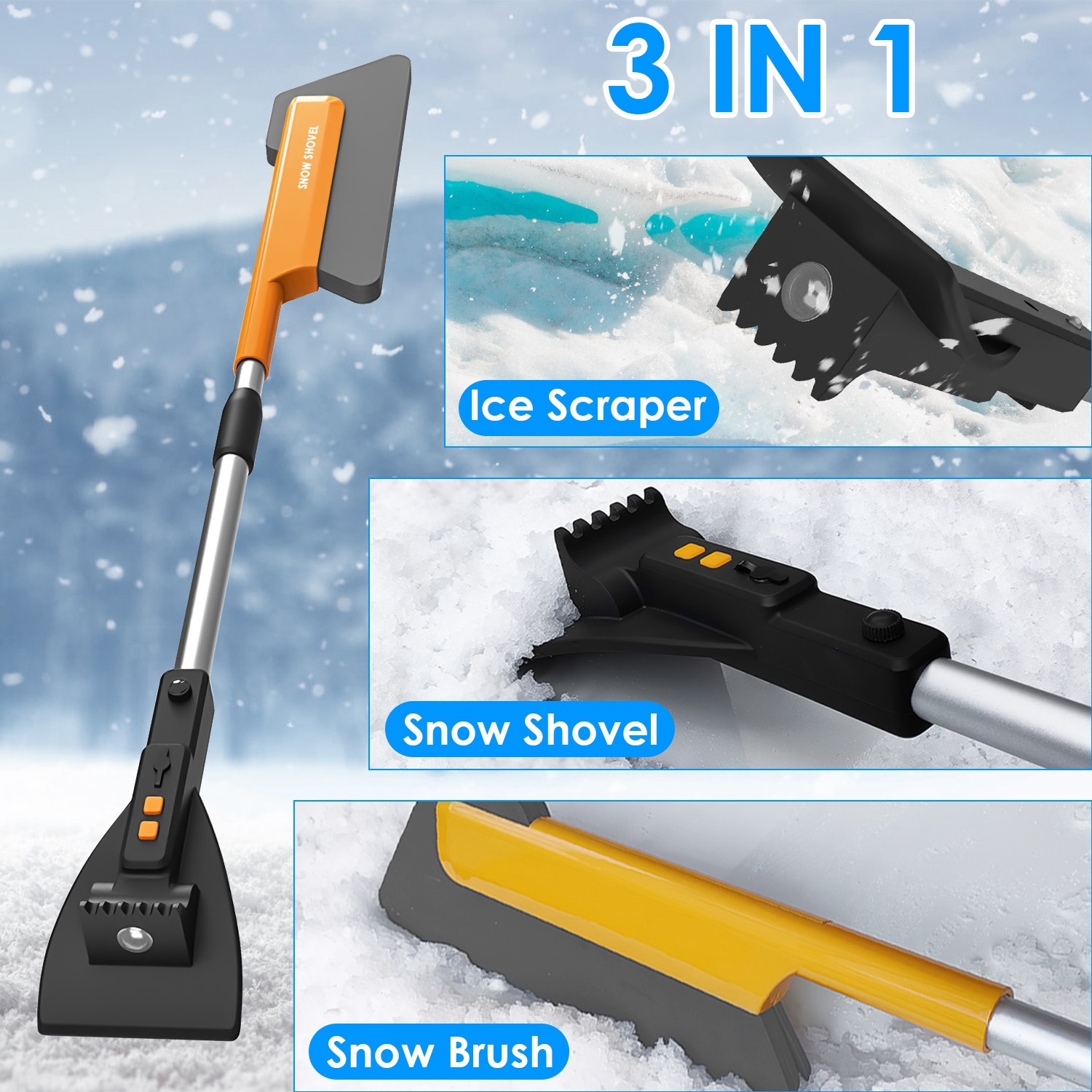 1 Pc 3 In 1 Car Snow Removal Shovel With Lights 7 1 Pc 3 In 1 Car Snow Removal Shovel With Lights - Image 7