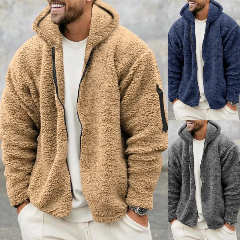 Plush Hooded Jacket Fleece Double-sided With Zipper Loose Casual Jacket 10 Plush Hooded Jacket Fleece Double-sided With Zipper Loose Casual Jacket - Image 10