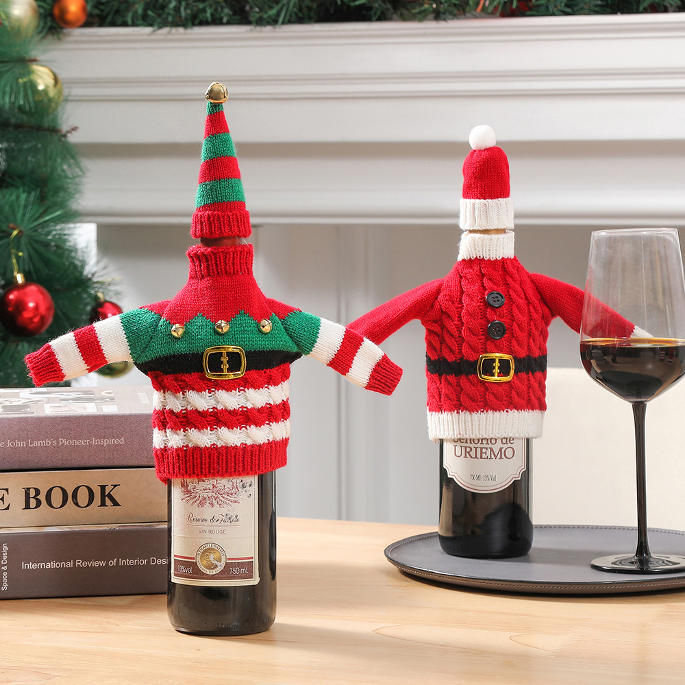 Holiday Decoration Wine Bottle Knitted Clothes 2 Holiday Decoration Wine Bottle Knitted Clothes - Image 2