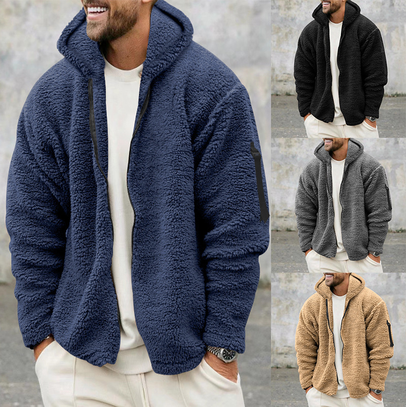 Plush Hooded Jacket Fleece Double-sided With Zipper Loose Casual Jacket 1 Plush Hooded Jacket Fleece Double-sided With Zipper Loose Casual Jacket