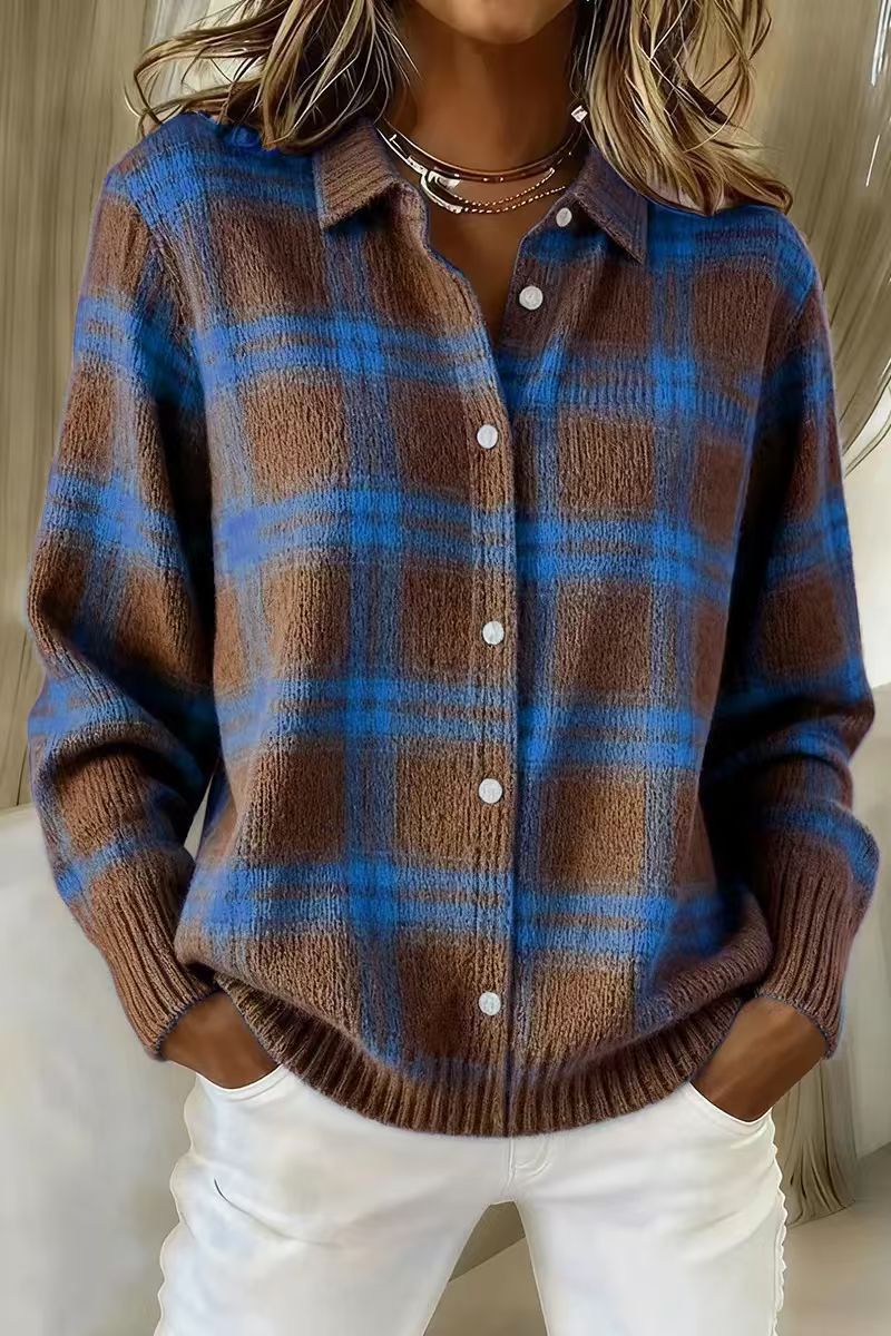 Winter Plaid Sweater Long Sleeve Button Down 5 Winter Plaid Sweater Long Sleeve Button Down - Image 5