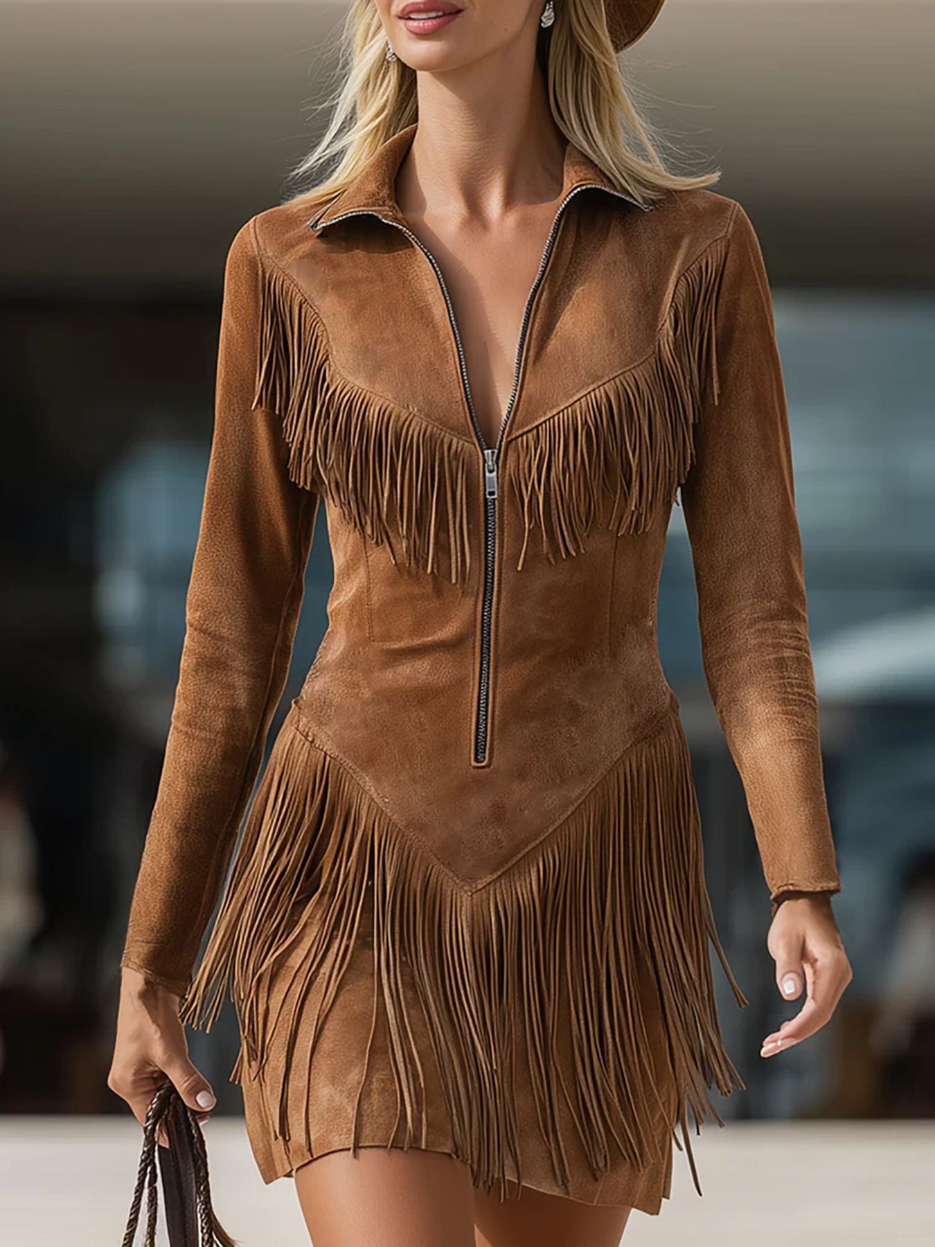 Women's Fashionable Casual Long-Sleeve Dress With Tassels 4 Women's Fashionable Casual Long-Sleeve Dress With Tassels - Image 4