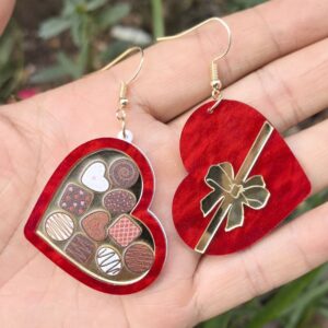 Valentine's Day Red Heart Earrings Acrylic Drop Earring