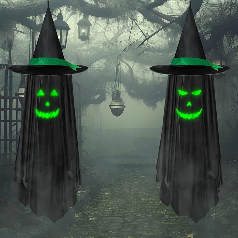 Halloween Ghost Festival Party Luminous Wizard Hat Ghost Pendant 1 Halloween Ghost Festival Party Luminous Wizard Hat Ghost Pendant