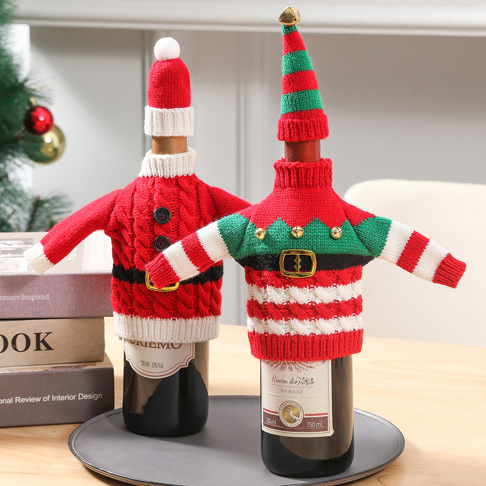 Holiday Decoration Wine Bottle Knitted Clothes 4 Holiday Decoration Wine Bottle Knitted Clothes - Image 4