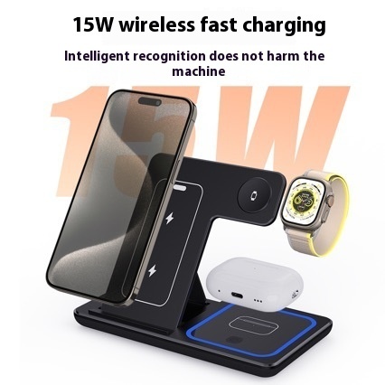 15W 3 In 1 LED Fast Wireless Charger For Smart Phone 15 14 13 12 11 & Watch 9 8 7 6 5 Air pods Pro 4 15W 3 In 1 LED Fast Wireless Charger For Smart Phone 15 14 13 12 11 & Watch 9 8 7 6 5 Air pods Pro - Image 4