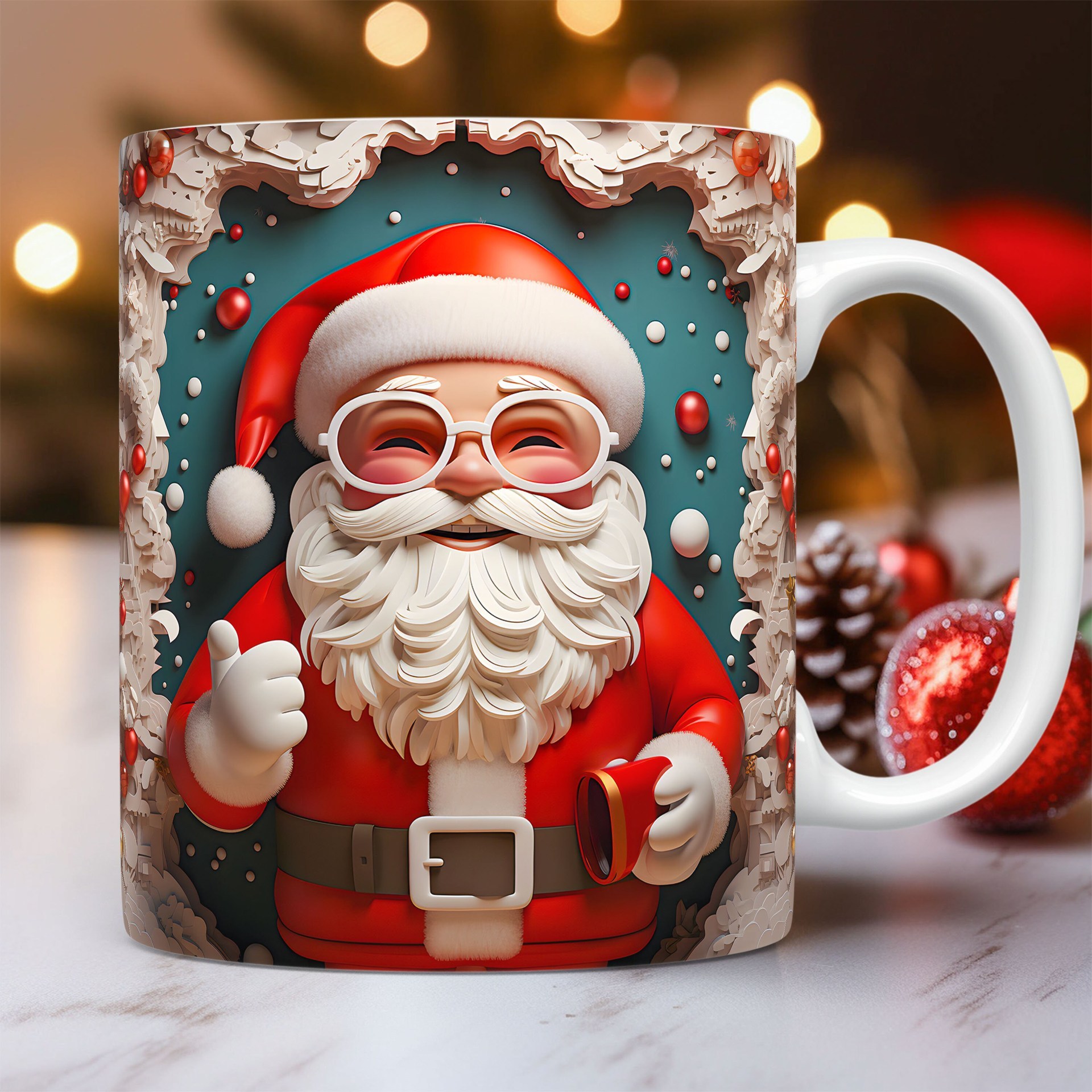 3D Christmas Ceramic Mug Snowman Santa Space Design 4 3D Christmas Ceramic Mug Snowman Santa Space Design - Image 4