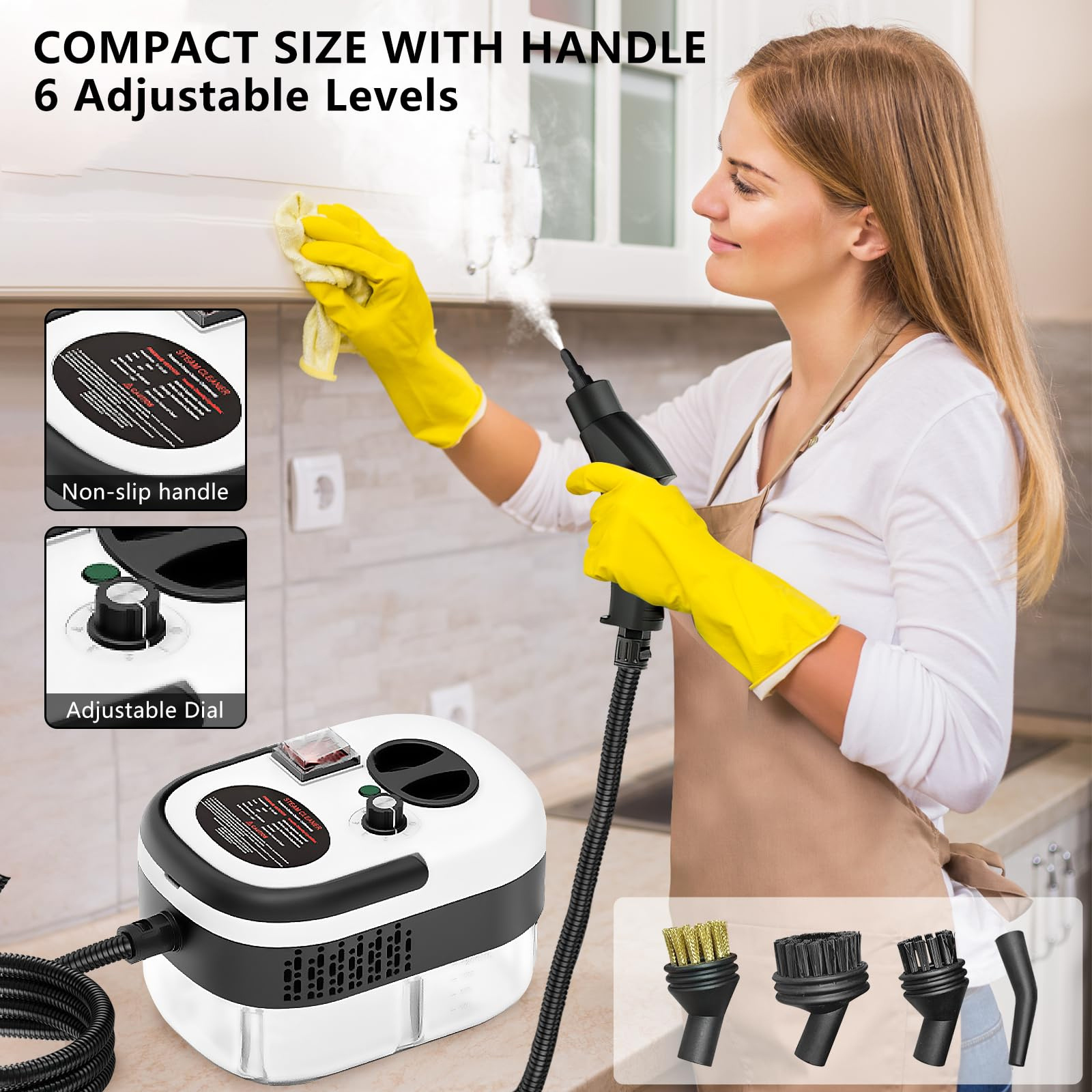 Handheld Steam Cleaner, 2500W Pressurized Steam Cleaner With 1.2L Water Tank And 12 Attachments 9 Handheld Steam Cleaner, 2500W Pressurized Steam Cleaner With 1.2L Water Tank And 12 Attachments - Image 9