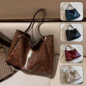 Large Capacity Soft Leather Retro Casual Shoulder Handbag