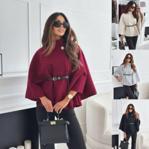 Top With Belt Jacket Woolen Sweater Outwear