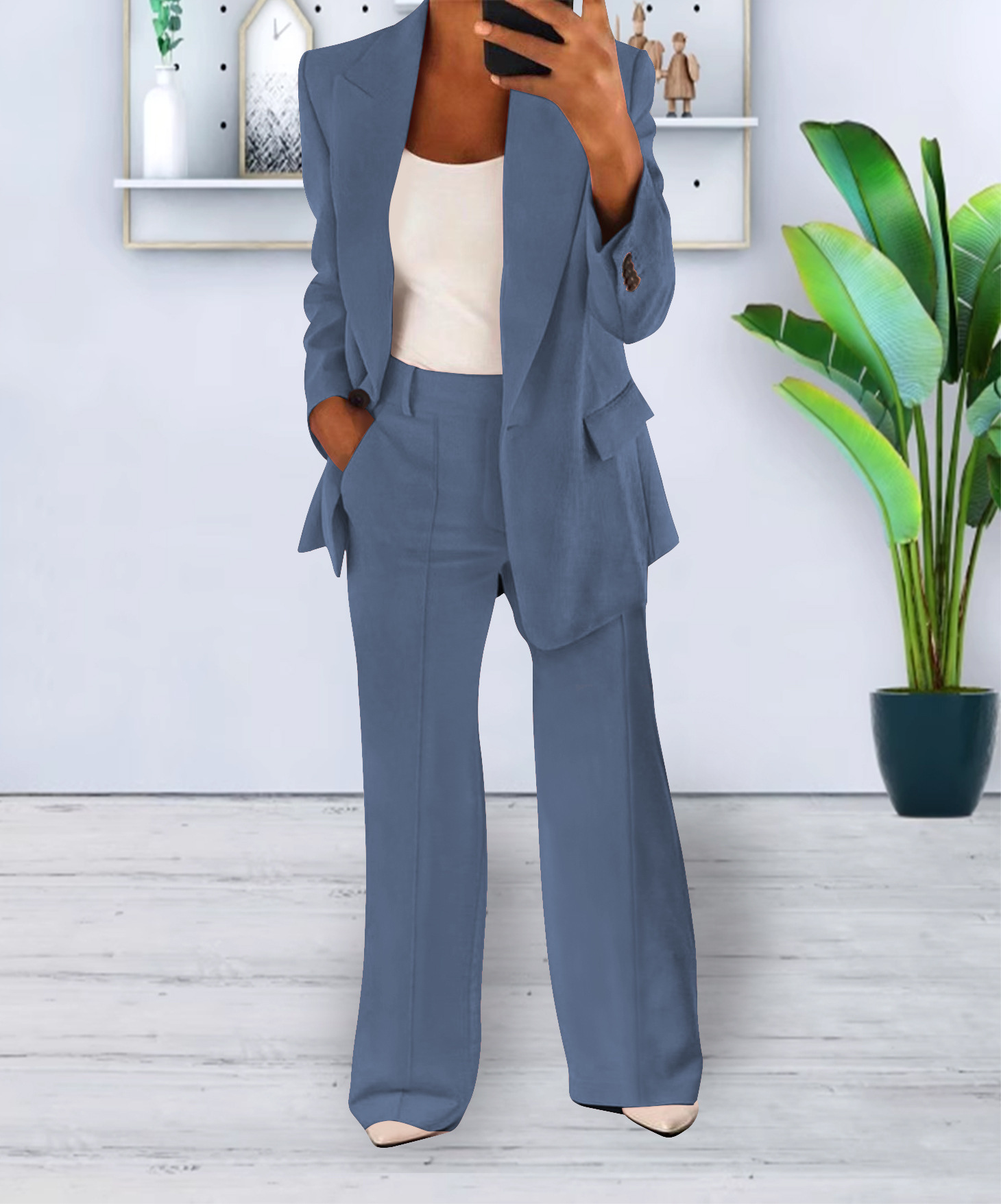 Women's Casual Blazer Suit Jacket And Pants 7 Women's Casual Blazer Suit Jacket And Pants - Image 7