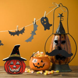 Creative Halloween Wooden Pumpkin Lamp Decorations