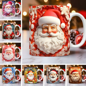 3D Christmas Ceramic Mug Snowman Santa Space Design