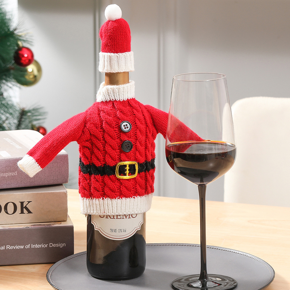 Holiday Decoration Wine Bottle Knitted Clothes 5 Holiday Decoration Wine Bottle Knitted Clothes - Image 5