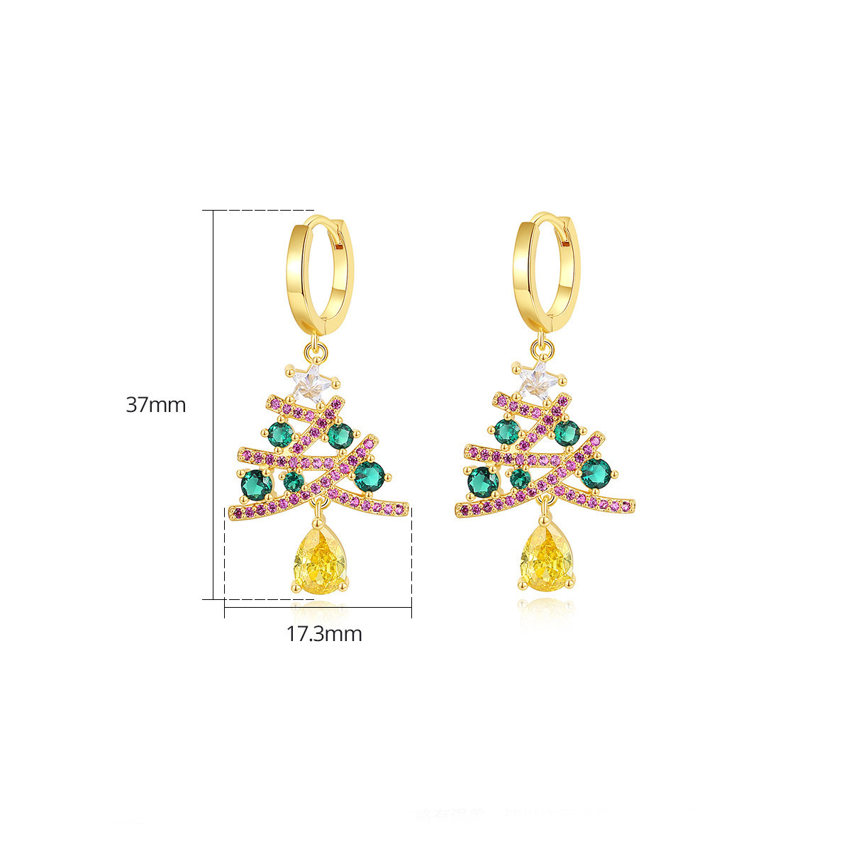 Christmas Tree Earrings With Colorful Rhinestones 6 Christmas Tree Earrings With Colorful Rhinestones - Image 6