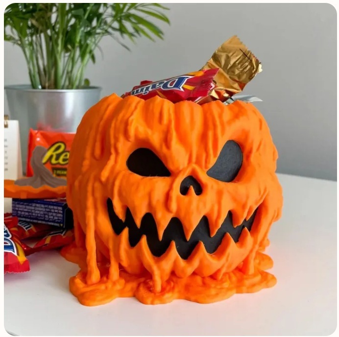 Reusable Melting Halloween Pumpkin Candy Bowl With Lid 2 Reusable Melting Halloween Pumpkin Candy Bowl With Lid - Image 2
