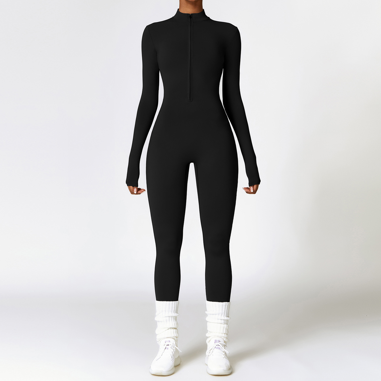 Warm Zipper Yoga Fitness Sports Long-sleeved Jumpsuit 6 Warm Zipper Yoga Fitness Sports Long-sleeved Jumpsuit - Image 6