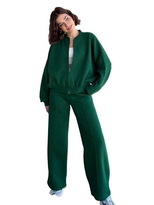 Women's Sports Suit Zipper Jacket And Wide Leg Pants 10 Women's Sports Suit Zipper Jacket And Wide Leg Pants - Image 10