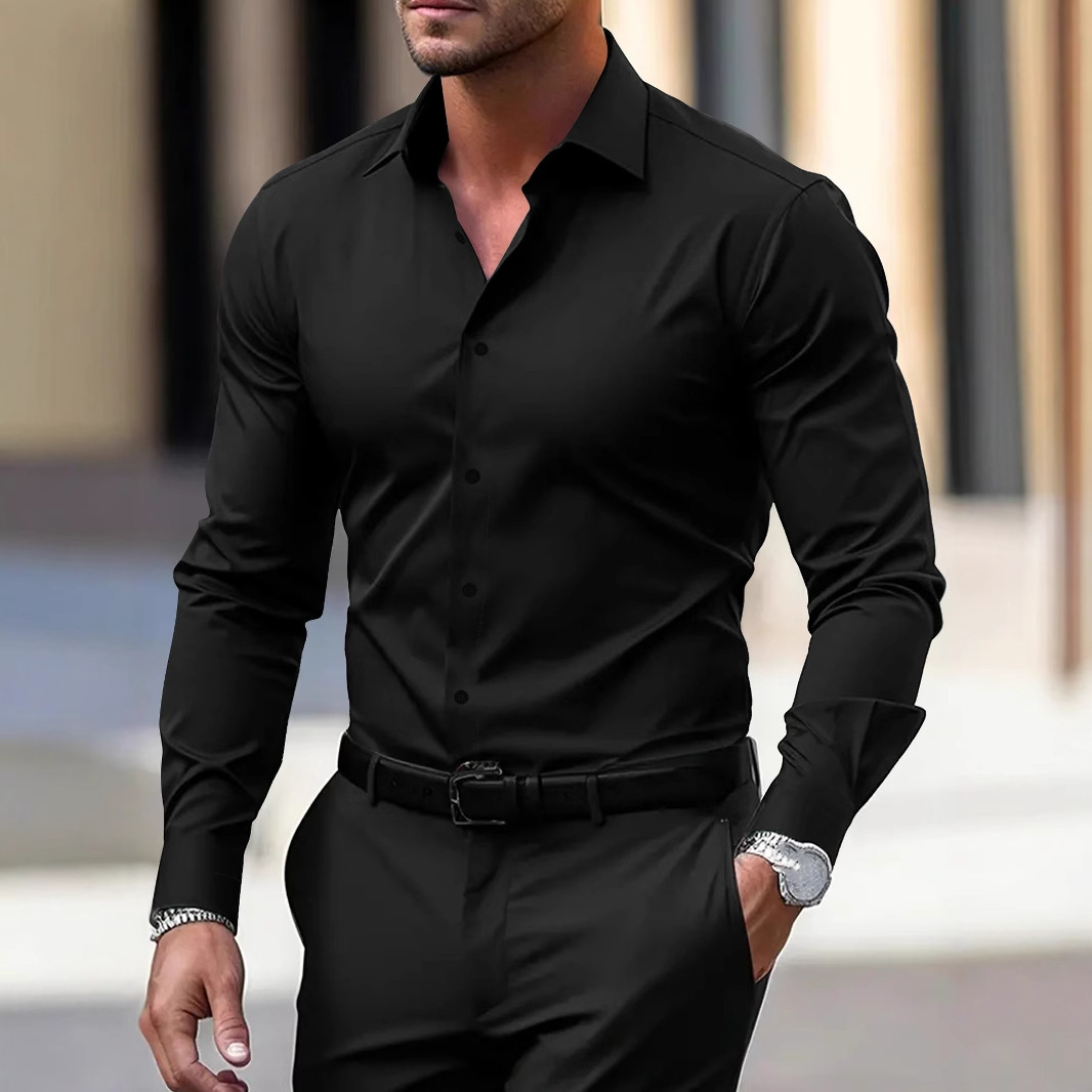 Men's Dress Shirt Solid Color 2 Men's Dress Shirt Solid Color - Image 2