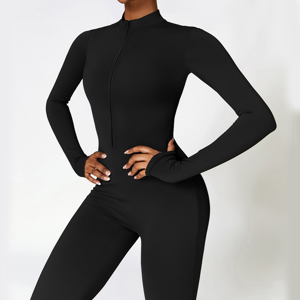 Warm Zipper Yoga Fitness Sports Long-sleeved Jumpsuit 4 Warm Zipper Yoga Fitness Sports Long-sleeved Jumpsuit - Image 4