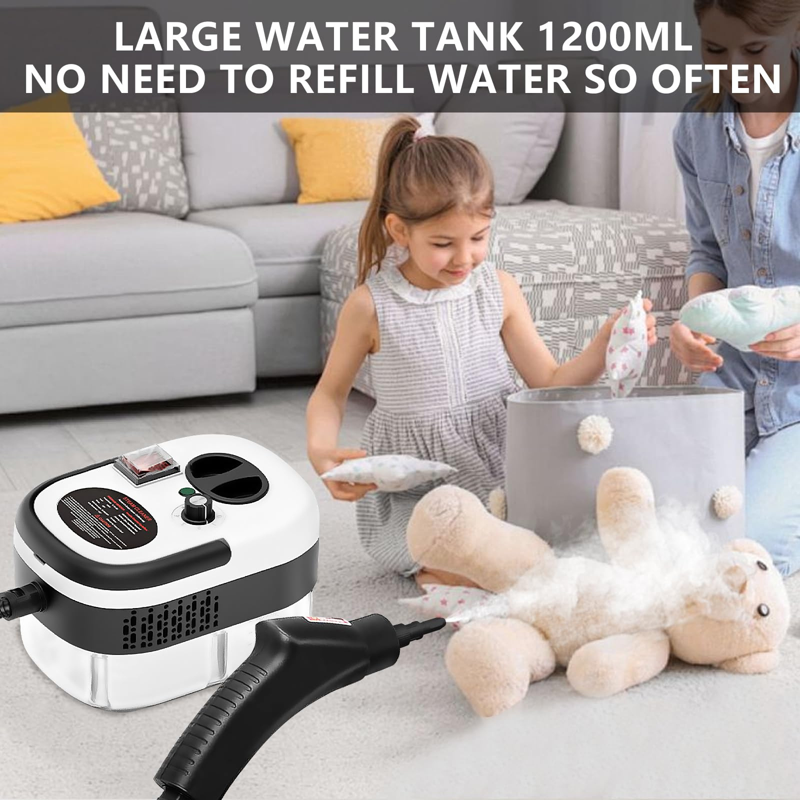 Handheld Steam Cleaner, 2500W Pressurized Steam Cleaner With 1.2L Water Tank And 12 Attachments 6 Handheld Steam Cleaner, 2500W Pressurized Steam Cleaner With 1.2L Water Tank And 12 Attachments - Image 6