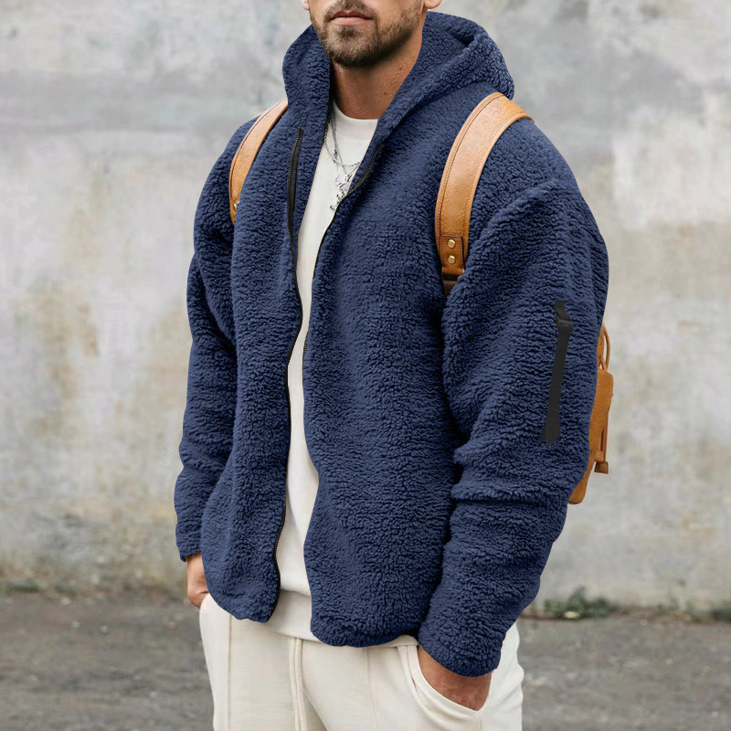 Plush Hooded Jacket Fleece Double-sided With Zipper Loose Casual Jacket 3 Plush Hooded Jacket Fleece Double-sided With Zipper Loose Casual Jacket - Image 3