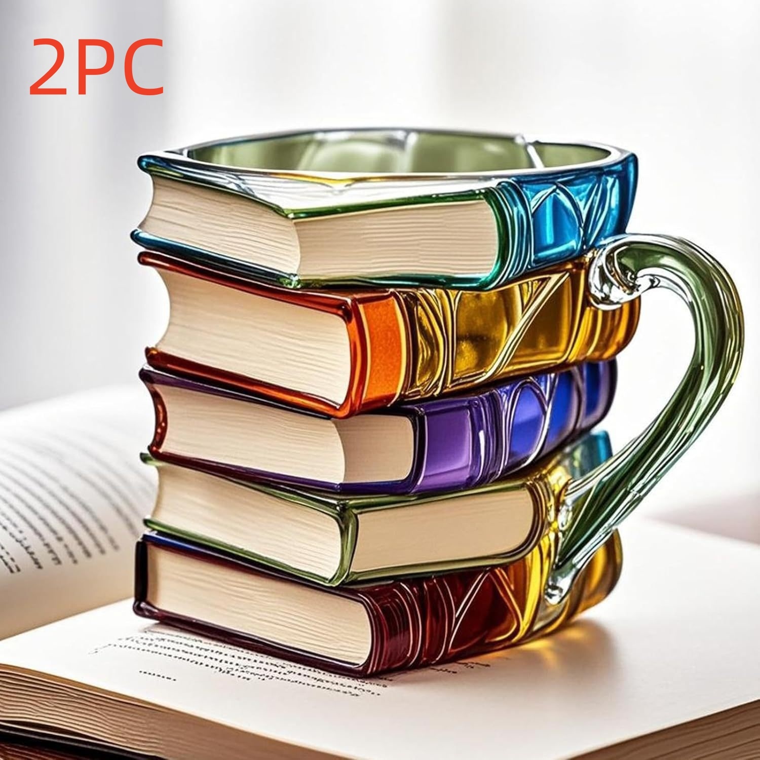 Book Shaped Glass Mug Coffee Tea Cup 3 Book Shaped Glass Mug Coffee Tea Cup - Image 3